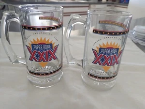 Vintage NFL Super Bowl XXIX San Francisco 49ers TWO Beer Mugs Glass Rare 1995 - Picture 1 of 1