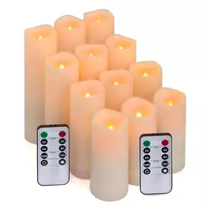 Flameless Led Candles Battery Operated With 10key Remote And Timer Outdoor Indoo - Picture 1 of 6