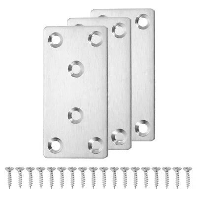 3 Juegos Plano Reparación Placas, 1,6 x 3,15" Inoxidable Acero Tirador Soporte - Imagen 1 de 4