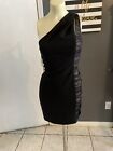 Dk4 Black Halo One Shoulder Ruched Mini Dress Bodycon Nude Lining Size 0
