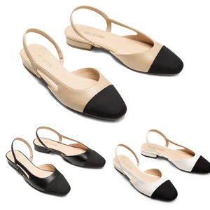 Women Comfortable Slip On Ballet Flats Square Cap Toe Slingback Flat Shoes - Picture 1 of 22