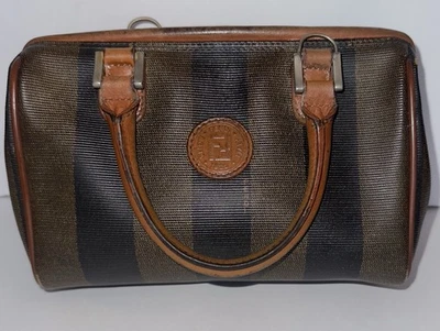 Authentic Fendi Pequin Striped Boston Bag Small shoulder bag gold chain included - Image 1 of 4