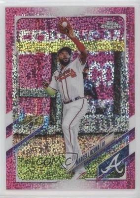 2021 Topps Chrome Magenta Speckle Refractor /350 Marcell Ozuna #202 - Image 1 of 2
