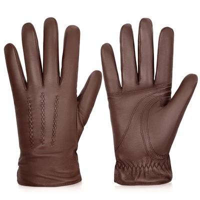 Guantes de invierno de piel de oveja genuina para hombre, pantalla táctil mensajes de texto cálidos cas... Foto 1 de 4