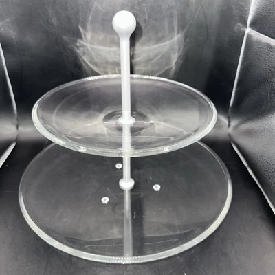 2 TIER MODERN GLASS BUFFET DESSERT STAND EUC! - Image 1 of 4