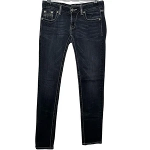 Miss Me Jeans Damen Skinny Schwarz Denim JE104952L Strass Nieten Gr. 30 W 32,5 L - Bild 1 von 6