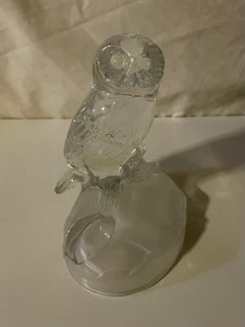 Vintage Cristal d'Arques Kristall Schneeeule mit mattiertem Sockel Kunstglasfigur 6 Zoll - Bild 1 von 6