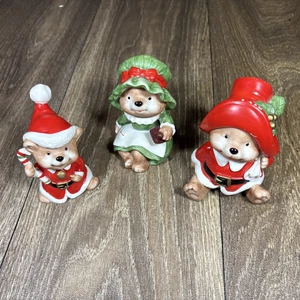 Juego de 3 familiares de osos de Navidad interiores de hogar Homco vintage #5600 - Imagen 1 de 8