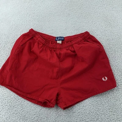 Pantalones Cortos De Colección Fred Perry Ropa Deportiva SE ADAPTA A 32x3 Rojo Algodón Bordado Laurel Logo Foto 1 de 4
