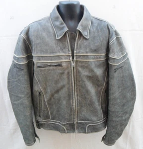 VTG JOE ROCKET LEATHER GRAY MOTORYCYCLE JACKET W/ SKULL & ZIP-IN LINER MENS 2XL - Bild 1 von 19