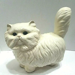 Vintage 10" Persian Kitten Baby Cat Statue, White Fur With Blue Eyes Collectible - Picture 1 of 12