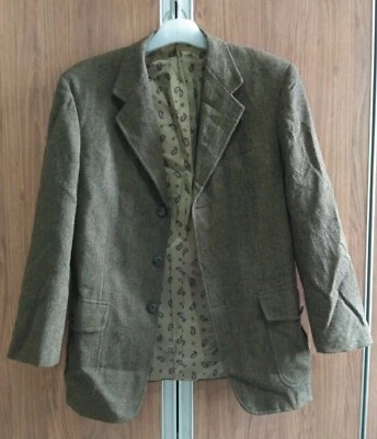 HARDY AMIES STUDIO HARRINGBONE TWEED WOOL BLAZER JACKET - Image 1 of 4