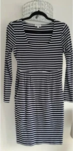 Autumn Navy White Striped Breton Dress Size 12 Kaliko 3/4 Sleeve VGC - Picture 1 of 8