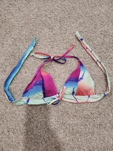 Lucky Brand XS Pink And Blue Tiedye Bikini Top - Picture 1 of 7