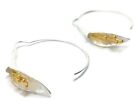 Flower hoop earrings Fuchsia Solid Sterling Silver gold centre, new. Gift box 