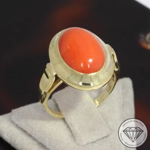 Wert 290 € Korallen Ring 333er/8 Karat Gelb Gold Größe 52 xxyy - Bild 1 von 11