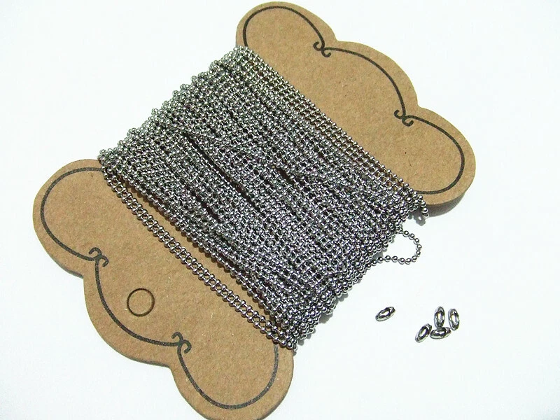 1mt catena a pallini sfere 1,5mm(+ 5 chiusure) acciaio inox colore argento scuro - Immagine 1 di 1