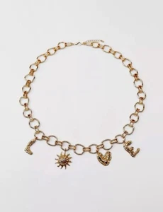 NWT ZARA “LOVE” Charm Chain Belt Gold-Colored 1856/116 Size 30 - Picture 1 of 4