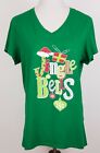 Christmas T Shirt Top Ugly Size XL Short Sleeve Green Jingle Bells Glitter  