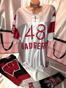 Victorias Secret PINK Wisconsin Badgers Jersey & Leggings $160 XS - Picture 1 of 4