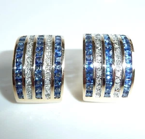 Ohrringe 585 Gelbgold 2.0ct. Saphire 0.44 ct Diamanten 18,4 mm 8.9 gr. - Picture 1 of 10