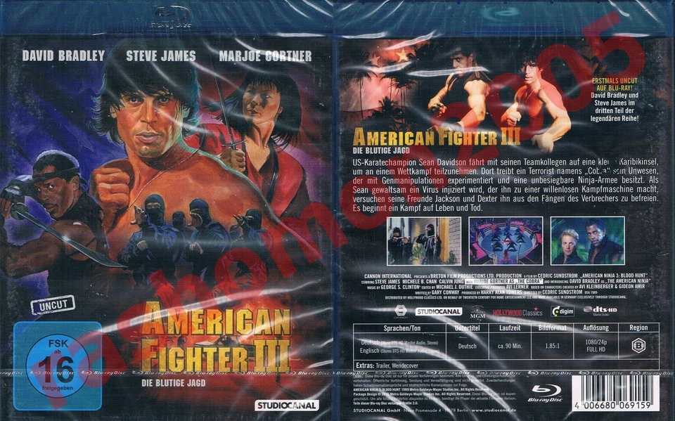 Blu-ray AMERICAN NINJA 3 BLOOD HUNT David Bradley Steve James Uncut Region B NEW - Image 1 of 1
