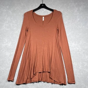 Free People Top Womens Size Small Burnt Orange Sienna Tunic Ribbed Long Sleeve - Picture 1 of 12