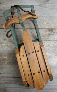 Wood Metal Rail Runner Sled Decorative Tablescape Fireplace Mantel Retro Rustic  - Picture 1 of 12