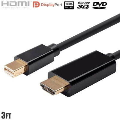 3FT Mini DisplayPort DP to HDMI Adapter Cable HDTV 1080p 3D MacBook Pro Air iMac - Image 1 of 4