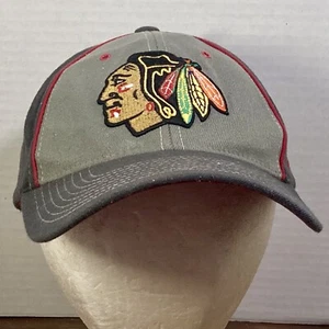 Chicago Blackhawks Zephyr Baseball Hat Cap ~ Gray / Black ~ Size Small ~ Stretch - Picture 1 of 17