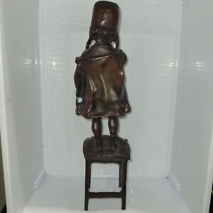 Vintage Statue "A Girl on a stool"- Juan Clara Bronze Reproduction 11.5" Tall