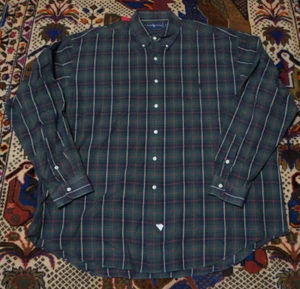 Polo Ralph Lauren Big Hemd Herren XL 100% Baumwolle grün blau rot Tartan kariert - Bild 1 von 7