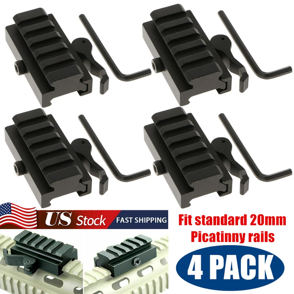 4Pack 5-Slot Quick Release Detach QR QD 1/2" Riser Mount for Picatinny Rail Base