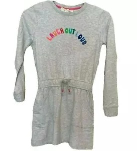 Neu mit Etikett Boden Mädchen 9 10 grau laut lachen Herbst Winter Freizeit Sweatshirt Kleid - Bild 1 von 11