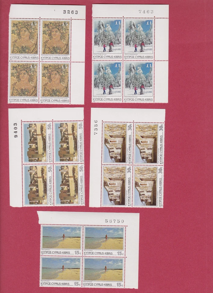 R* CYPRUS 15 BLOCKS x 4 V.  FIRST PRINT MNH** 1985 TOURISM Mi nr. 626-640 #7130 - Image 1 of 4
