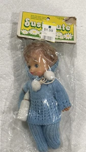 Susie Cutie Vintage 9” Plastic Doll, Knitted Outfit, 1074 Hong Kong, Sealed New - Picture 1 of 13