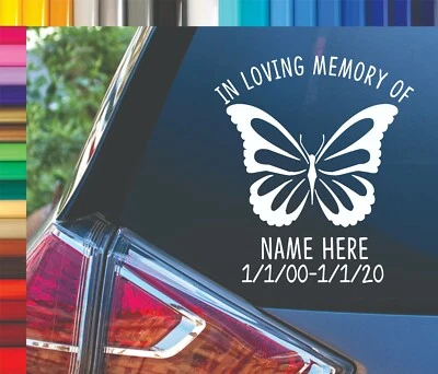 In Loving Memory of Personalized Butterfly Name Car Vinyl Decal Sticker - Image 1 of 3