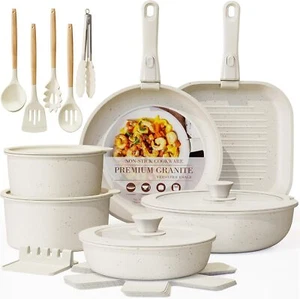 Astercook 23-teiliges Töpfe und Pfannen Set Antihaftbeschichtet, Keramik Kochgeschirr Set Abnehmbar Ha - Bild 1 von 9