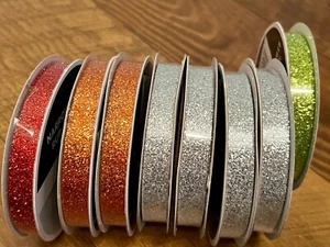 Lot 8 Glitter Ribbon Cinta Lote Of 8 - NEW!! crafts - Picture 1 of 2