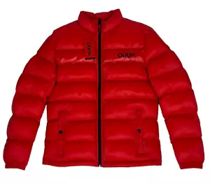 HUGO Mens Jacket Red Puffer Full Zip With Logo - Balto2041 Size XL - Picture 1 of 10