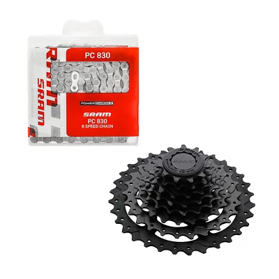 SRAM 8 Speed Cassette & Chain Bundle - PG-820 11-30T / PC-830 - Image 1 of 3