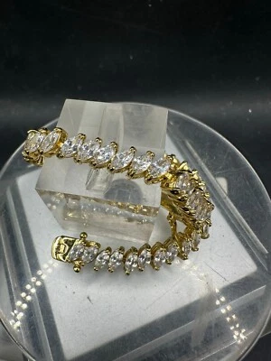 Pulseira de tênis feminina dourada corte marquesa cz 7 polegadas cz zircônia cúbica nova 47105 - Imagem 1 de 4