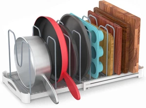 Organizador de utensilios para hornear ajustable soporte de tapa de olla de 7,7"" de profundidad por 12,6"" a 21,5"" de ancho - Imagen 1 de 12