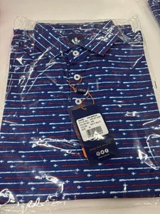 Donald Ross Sport Men's Maverick Fighter Print Stripes Polo Shirt Choose Size - Picture 1 of 4