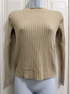 H&M 基本款分层针织长袖米色上衣(小号) — 第 1/2 张图片