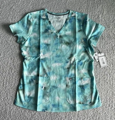 Koi Next Gen Scrub Top Women’s Sz Medium Green Cranes Energy Stretch Nursing - Image 1 of 4