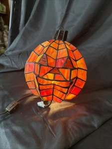 Stained Glass Tiffany Style Halloween Pumpkin Lamp 2004 - Picture 1 of 8