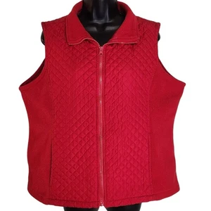 IZOD Fleece Vest Quilted Puffer Sleeveless Jacket Full Zip Red XL - Picture 1 of 4