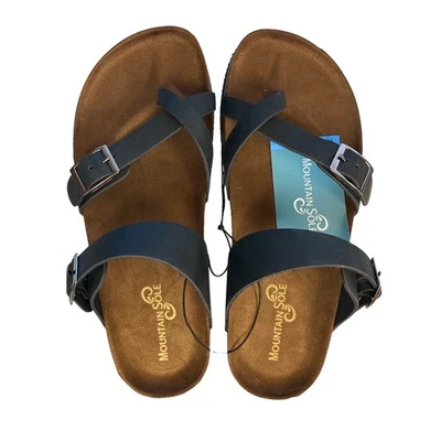 Sandalia de cuero para dama con suela de montaña fácil de poner dos hebillas ajustables Foto 1 de 4