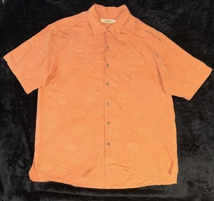 Tommy Bahama 100% Silk Orange Hawaiian Camp Shirt Size XXL Button Up - Picture 1 of 8